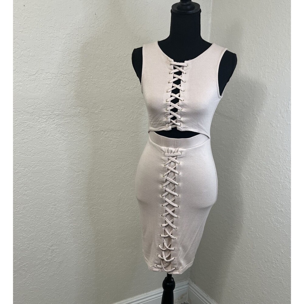Revamped bodycon dress  lace up front Size S